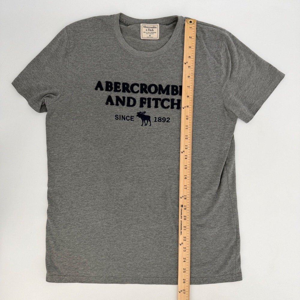 Abercrombie & Fitch Y2K Iconic Spellout Mens M Gray Logo Muscle Sleeve Tee Retro - Picture 7 of 11